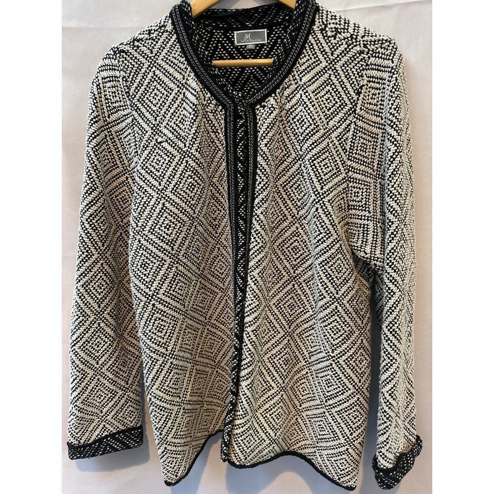 JM Collection Knit Blazer Size XL white and black